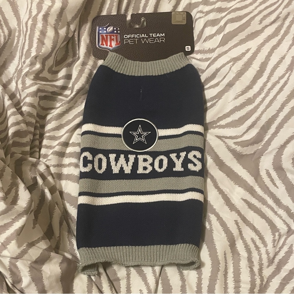 NFL Dallas Cowboys Blue and White Pet Sweater Size: S